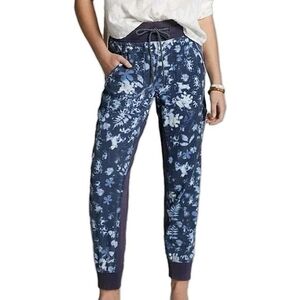 Anthropologie Navy Blue Floral Cropped Jogger Pants